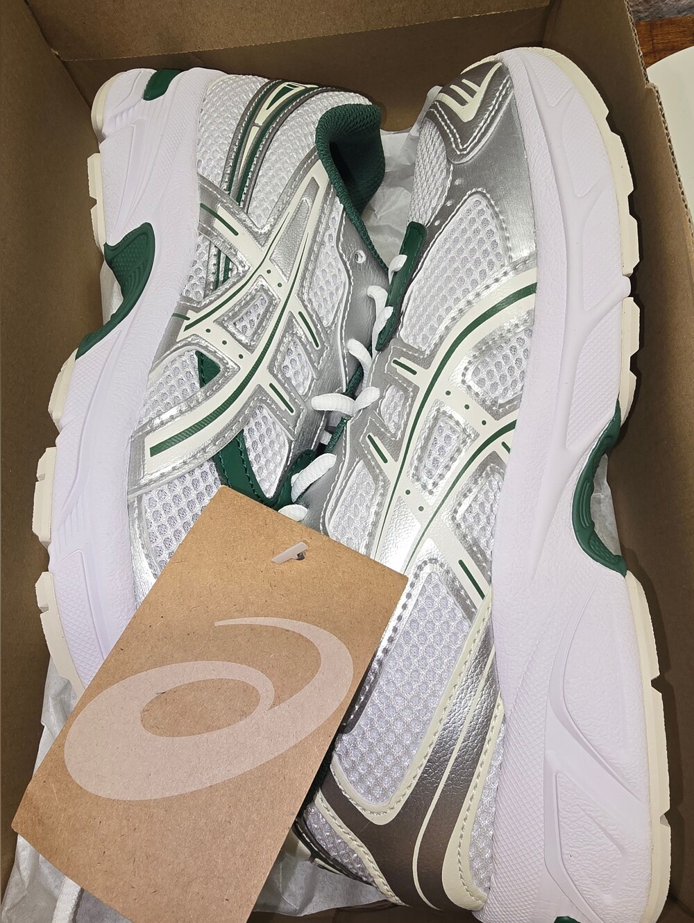 ASICS Silver and Green Women's Athletic Sneakers